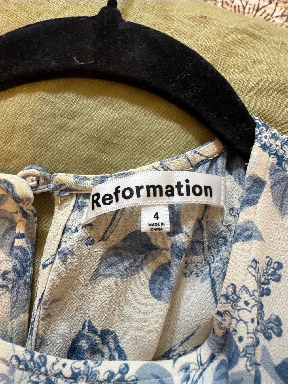 Reformation Blue and Cream Floral Midi Dress - Picture 7 of 7